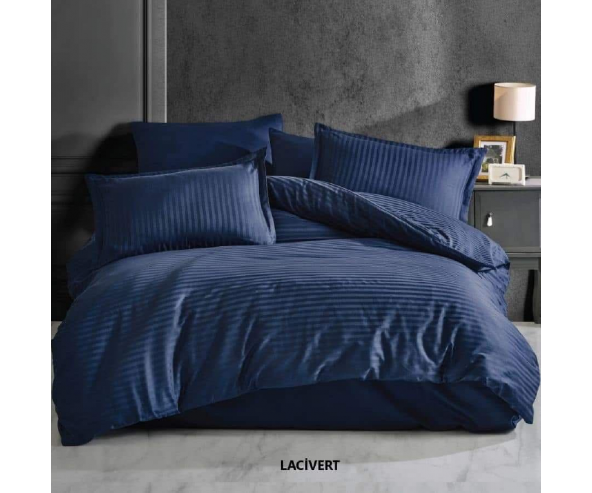 Lacivert Eco Saten Nevresim Takımı